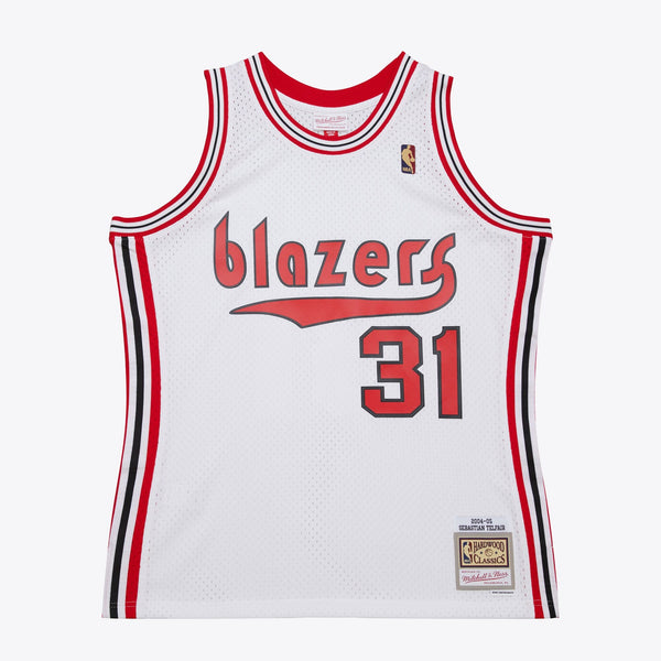 MENS MITCHELL & NESS NBA WHITE JERSEY TRAIL BLAZERS 2004 SEBASTIAN TELFAIR