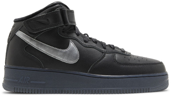 [DX3061-001] MENS NIKE AIR FORCE 1 MID PRM 'BLACK METALLIC SILVER'