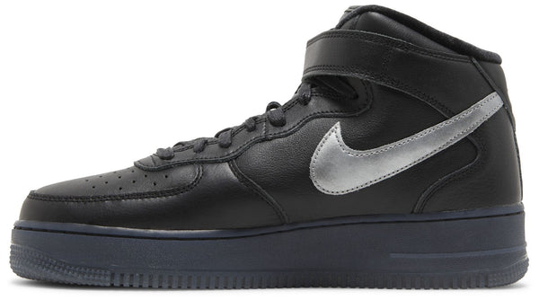 [DX3061-001] MENS NIKE AIR FORCE 1 MID PRM 'BLACK METALLIC SILVER'