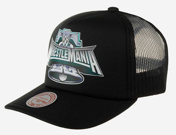 [HT8315-WRTBLCK] MENS MITCHELL & NESS WWE TRUCKER WRESTLEMANIA