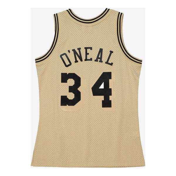 MENS MITCHELL & NESS KHAKI BLACK SWINGMAN JERSEY LAKERS 1996 SHAQUILLE O'NEAL