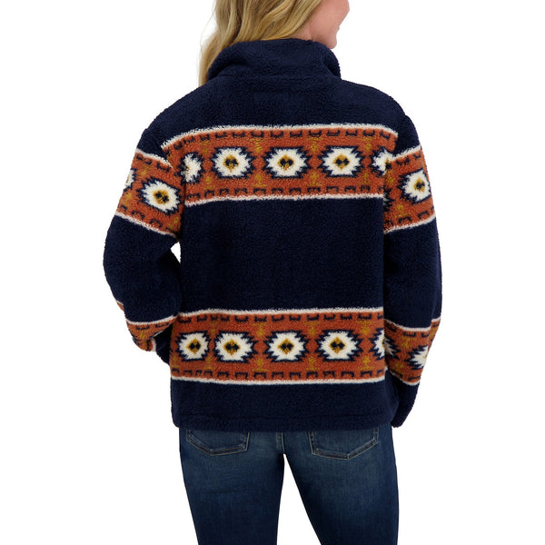 [7WP3043-400] WOMENS LUCKY BRAND SHERPA JACKET - NAVY MULTI