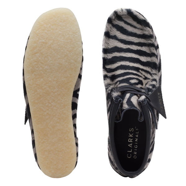 [26172717] WOMENS CLARKS WALLABEE BOOT ZEBRA PRINT
