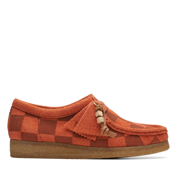[26174011] WOMENS CLARKS WALLABEE ORANGE CHECK