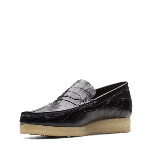 [26174016] WOMENS CLARKS WALLABEELOAFER BLACK CROC