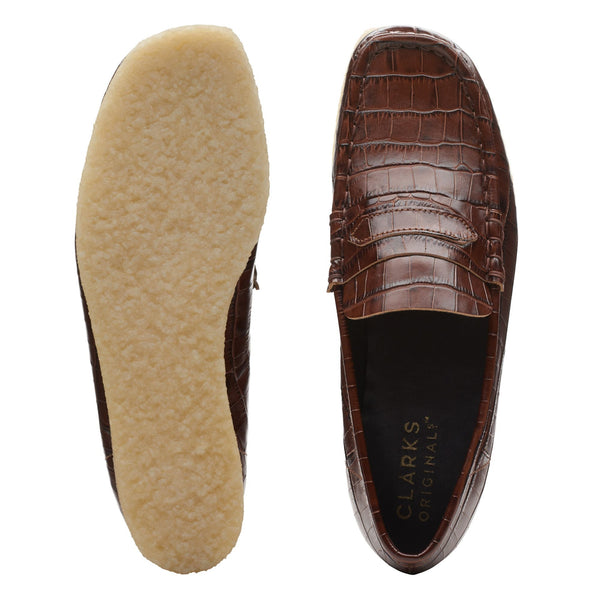 [26174017] WOMENS CLARKS WALLABEELOAFER BROWN CROC