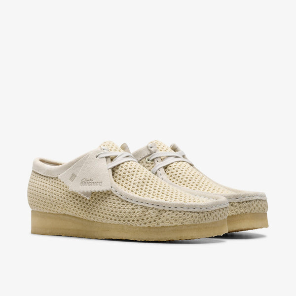 [26175849] Mens CLARKS WALLABEE - OFF WHITE MESH