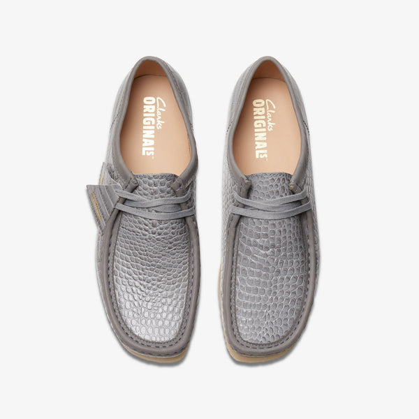 [26176573] Mens CLARKS WALLABEE - GREY CROCODILE PRINT