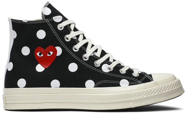 [157250C] MENS CONVERSE CHUCK TAYLOR ALL STAR 70 HI 'COMME DES GARCONS PLAY POLKA DOT BLACK'