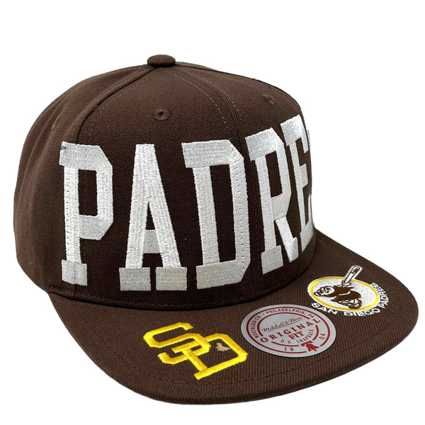 MENS MITCHELL & NESS MLB BIG TEXT 1 SNAPBACK COOP PADRES - BROWN