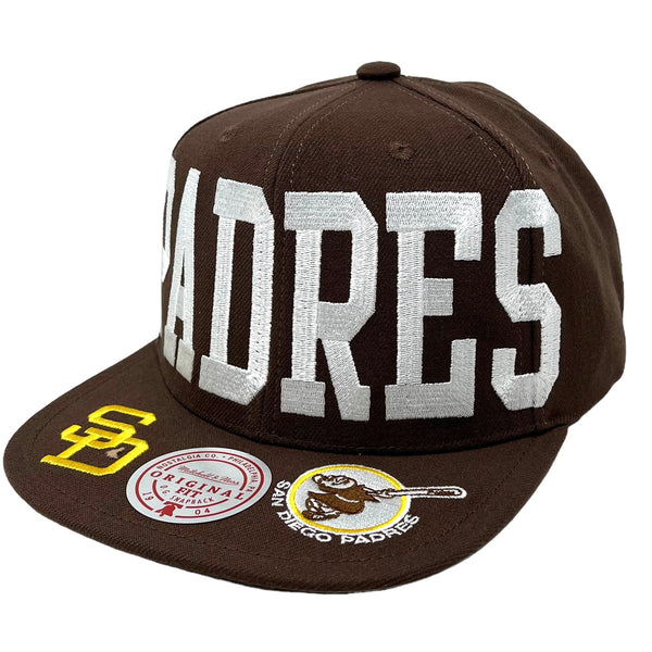 MENS MITCHELL & NESS MLB BIG TEXT 1 SNAPBACK COOP PADRES - BROWN