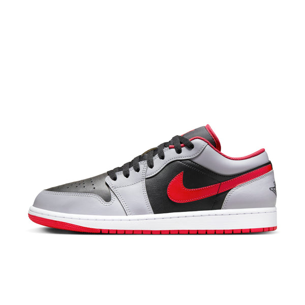 [553558-060] Mens Air Jordan RETRO 1 LOW 'BLACK LIGHT SMOKE GREY GYM RED'