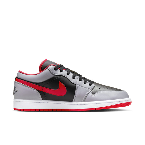 [553558-060] Mens Air Jordan RETRO 1 LOW 'BLACK LIGHT SMOKE GREY GYM RED'