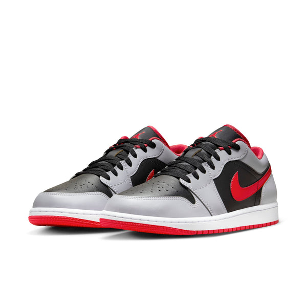 [553558-060] Mens Air Jordan RETRO 1 LOW 'BLACK LIGHT SMOKE GREY GYM RED'
