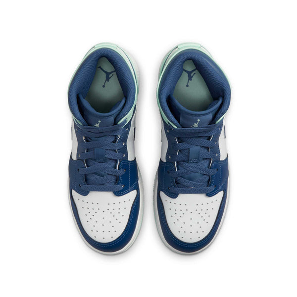 [554725-413] GRADE SCHOOL AIR JORDAN RETRO 1 MID 'MYSTIC NAVY MINT FOAM'