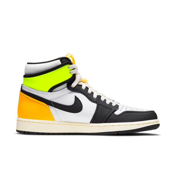 [555088-118] MENS AIR JORDAN RETRO 1 HIGH 'WHITE BLACK VOLT UNIVERSITY GOLD'