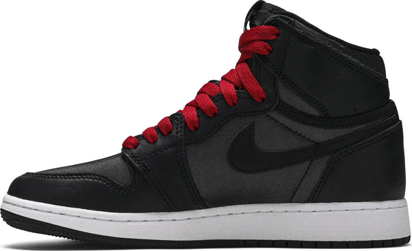[575441-060] Grade School Air Jordan Retro 1 High OG 'Black Satin Gym Red Black' (GS)