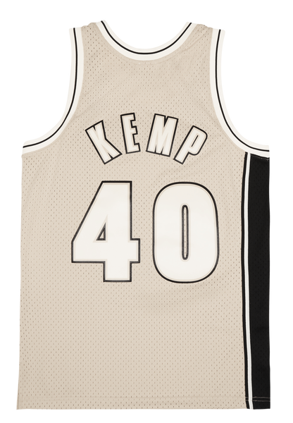 MENS MITCHELL & NESS KHAKI BLACK SWINGMAN JERSEY SUPERSONICS 1995 SHAWN KEMP