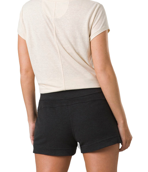 [1968431-BLACK] WOMENS PRANA COZY UP MID RISE STANDARD FIT 3" UPF 50+ SHORTS