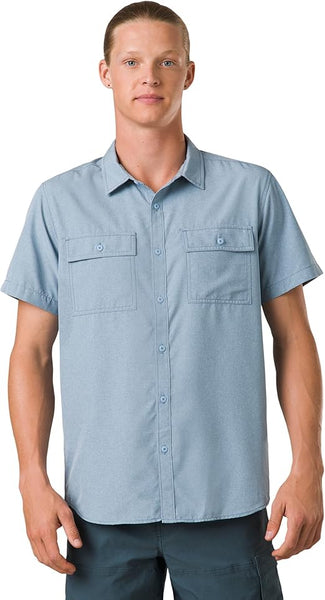 [1972351-CHAMBRAY HEATHER] MENS PRANA LOST SOL SS REGULAR FIT UPF 30+ SHIRT