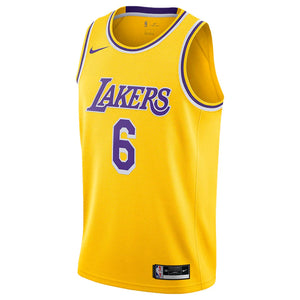 [CW3669-738] Mens Nike LOS ANGELES LAKERS LEBRON JAMES GOLD #6 ICON SWINGMAN JERSEY