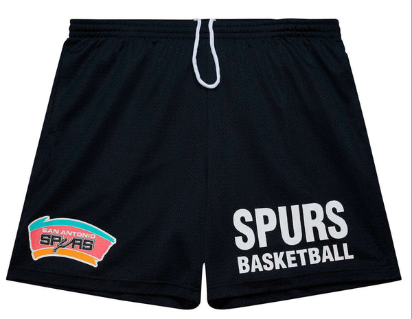 MENS MITCHELL & NESS NBA GAMEDAY MESH 7IN SHORTS VINTAGE LOGO SPURS