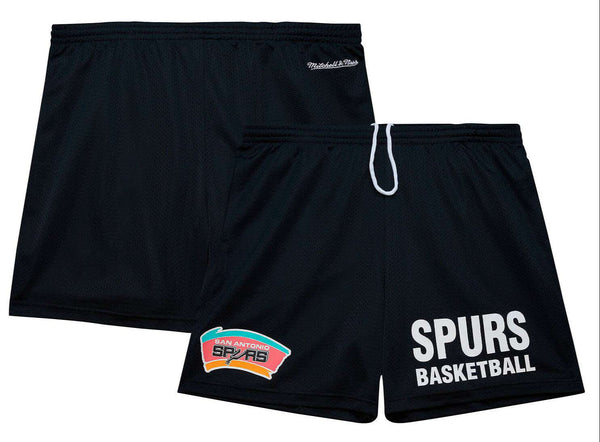 MENS MITCHELL & NESS NBA GAMEDAY MESH 7IN SHORTS VINTAGE LOGO SPURS