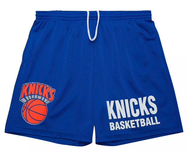 MENS MITCHELL & NESS NBA GAMEDAY MESH 7IN SHORTS VINTAGE LOGO KNICKS