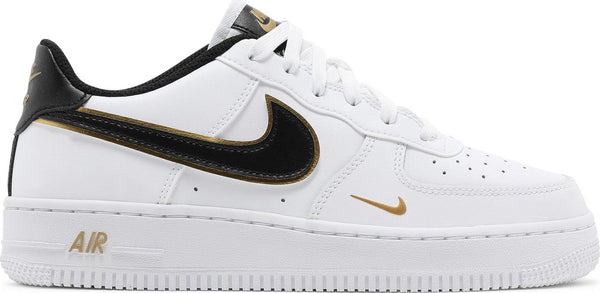 [DM3322-100] Grade School Nike AIR FORCE 1 LOW '07 LV8 'DOUBLE SWOOSH WHITE METALLIC GOLD (GS)'