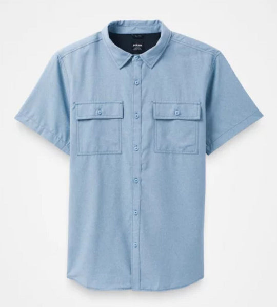 [1972351-CHAMBRAY HEATHER] MENS PRANA LOST SOL SS REGULAR FIT UPF 30+ SHIRT
