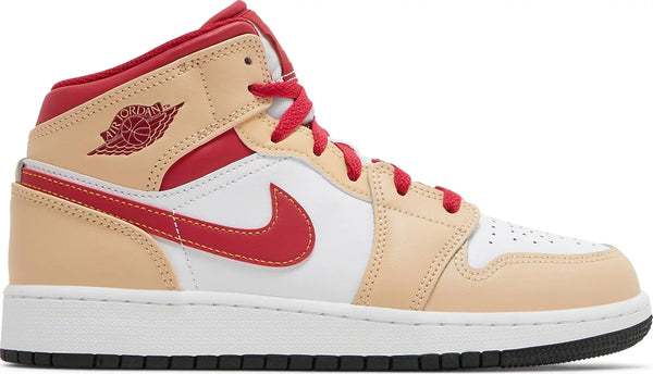 [554725-201] Grade School Air Jordan Retro 1 MID 'Light Curry Cardinal' (GS)