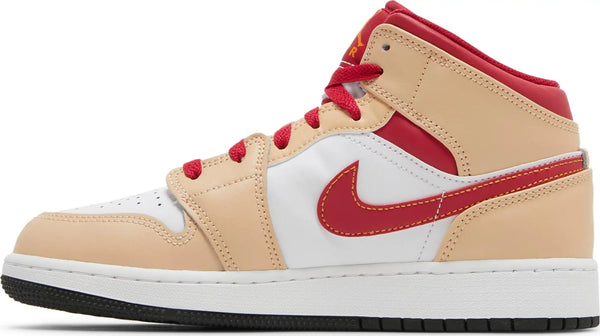 [554725-201] Grade School Air Jordan Retro 1 MID 'Light Curry Cardinal' (GS)