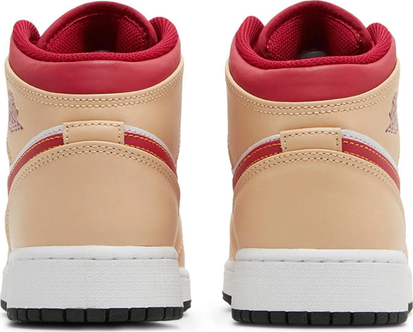[554725-201] Grade School Air Jordan Retro 1 MID 'Light Curry Cardinal' (GS)