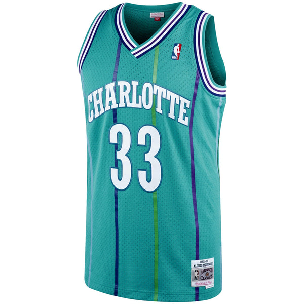 MENS MITCHELL & NESS AUTHENTIC ROAD JERSEY HORNETS 1992 ALONZO MOURNING