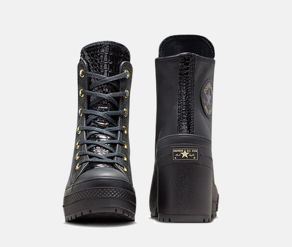 [A12346C] Womens Converse CHUCK 70 DE LUXE HEEL PLATFORM LEATHER 'BLACK'