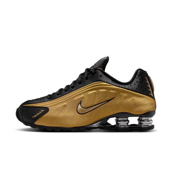 [AR3565-005] WOMENS NIKE SHOX R4 'BLACK METALLIC GOLD'