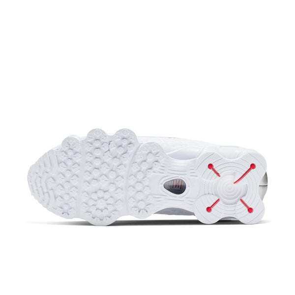 [AR3566-100] Womens Nike Shox TL 'White Metallic Silver Max Orange'
