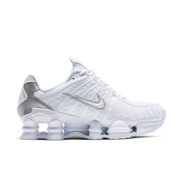 [AR3566-100] Womens Nike Shox TL 'White Metallic Silver Max Orange'