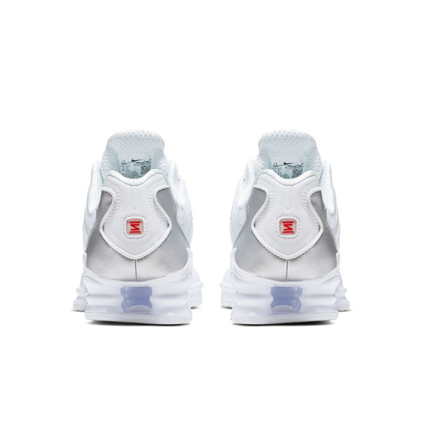 [AR3566-100] Womens Nike Shox TL 'White Metallic Silver Max Orange'