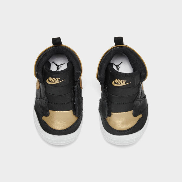 [AT3745-071] INFANT AIR JORDAN  RETRO 1 CRIB BOOTIE 'BLACK METALLIC GOLD'
