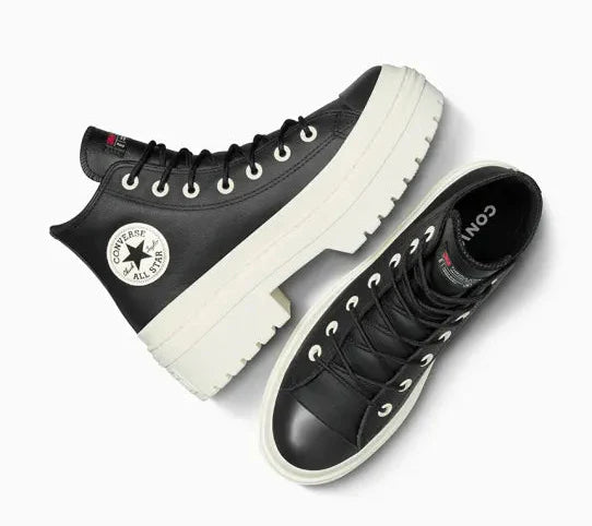 [A12328C] Womens Converse CHUCK TAYLOR ALL STAR LUGGED HEEL PLATFORM LEATHER HI 'BLACK'