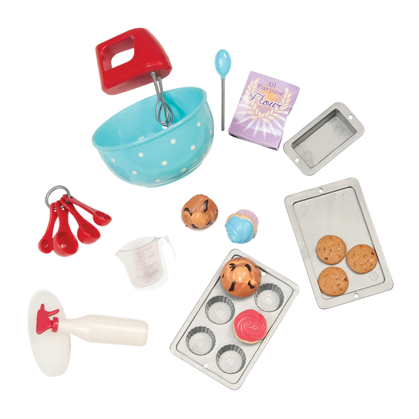 [113988] Our Generation 18" Posable Cooking Doll Jenny with Gourmet Kitchen Playset & Storybook (Red)