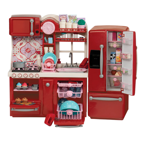 [113988] Our Generation 18" Posable Cooking Doll Jenny with Gourmet Kitchen Playset & Storybook (Red)