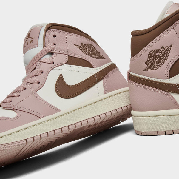 [BQ6472-620] WOMENS AIR JORDAN RETRO 1 MID 'PINK OXFORD BROWN'