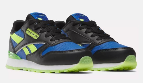 [100033590] PRESCHOOL REEBOK CLASSIC LEATHER STEP 'N' FLASH 'BLACK LASER LIME'