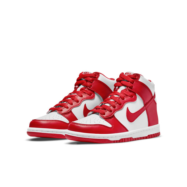 [DB2179-106] Grade School Nike DUNK HIGH GS 'CHAMPIONSHIP WHITE RED' (WHITE TONGUE TAG)