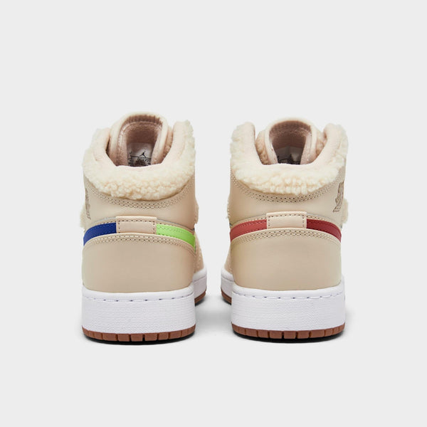 [DO2207-264] GRADE SCHOOL AIR JORDAN RETRO 1 MID UTILITY 'FLEECE PEARL WHITE' (GS)
