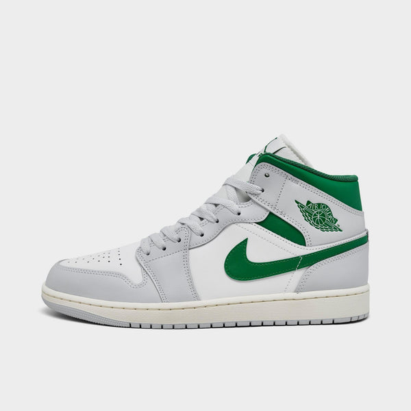 [DQ8426-142] MENS AIR JORDAN RETRO 1 MID 'WHITE PURE PLATINUM PINE GREEN'