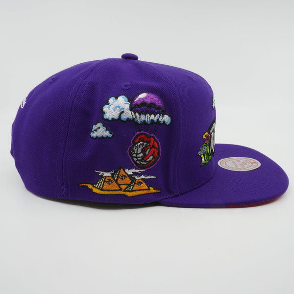 MENS MITCHELL & NESS NBA PSYCHEDELIC SNAPBACK HWC RAPTORS - PURPLE