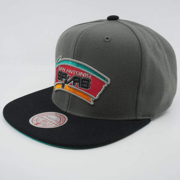 MENS MITCHELL & NESS NBA STORM FRONT SNAPBACK HWC SPURS - GREY